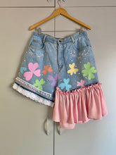 Load image into Gallery viewer, Reworked Denim Clover Skirt - 29”/75cm waist
