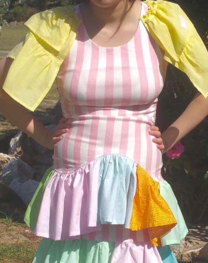 Pastel Rainbow Lil Bo Peep Dress - Reworked Vintage, S/M Size