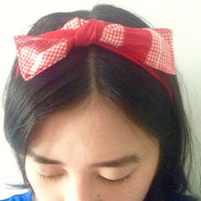 Load image into Gallery viewer, Mini Gingham and Red Cherry Pie Headband
