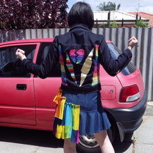 Load image into Gallery viewer, Handmade Rainbow and Black Lovestruck Jacket - One Off
