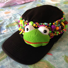 Load image into Gallery viewer, Hand Beaded How Ribbiting Frog Cap - Upcycled

