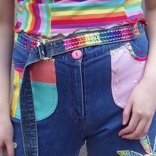 Rainbow Denim Weave Got You Belt - Reworked Vintage