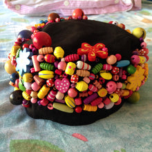 Load image into Gallery viewer, Groovy Hand Beaded Lollygagging Cap B - Upcycled
