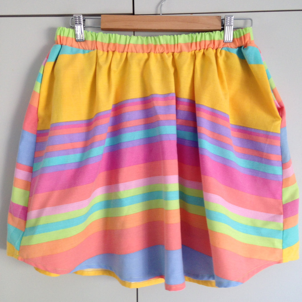 Rainbow Stripe Freya Skirt in Big Rainbro - S Size One Off
