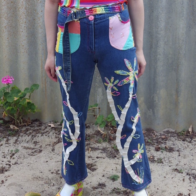Reworked Vintage Denim Alien Garden Jeans - One Off M