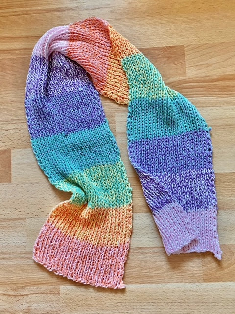 Pastel Rainbow Knitted Cotton Scarf - Made To Order