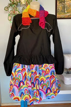 Load image into Gallery viewer, Hand Embroidered Ingrid Top in Black with Rainbow - XS to XL Made To Order
